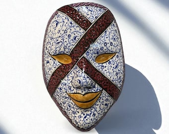 Handmade Ceramic Wall  Hanging Mask: Unique Turkish Wall Art