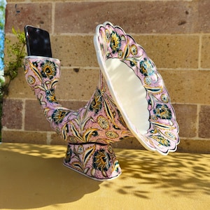 Handmade Ceramic Gramophone Speaker: Turkish Tile Design, Natural Sound