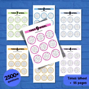 55 Pages Mathematics Times Wheels Multiplication 1 to 12 Practise Learning Homeschool Kids Worksheet Printable Primary School