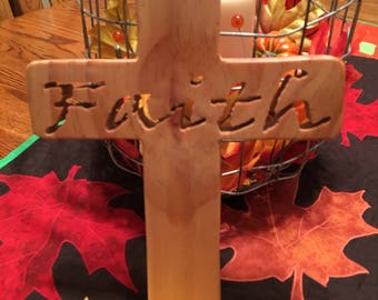 Wooden Cross - "Faith"