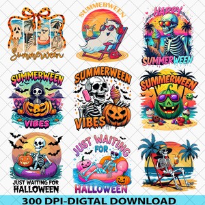 20+ Summerween Png Bundle, Funny Summer-ween Png, Summerween Horror Characters Png, Spooky Summer, Halloween Gift, Year-Round, Beach Skelly