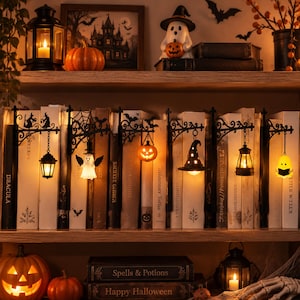 Personalized Book Tavern Lamp, Custom Bookshelf Light, Halloween Library Light, Wrought Iron Scroll Shelf Lamp, Book Nook Decor