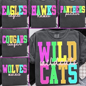 Sport mascot preppy bundle png, Neon sport mascot Png, Mascot eagles PNG, mascot lions png, wildcats png, Preppy Mascot PNG, Preppy mascot
