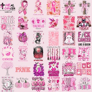 Breast Cancer Bundle PNG, Preppy Breast Cancer Png, In October We Wear Pink Png, Pink Ghost png, Football Breast cancer png, Pink Ribbon Png