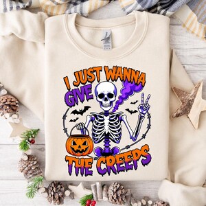 I Just Wanna Give You The Creeps Png, Funny Halloween PNG, Creepy Skeleton Png, Retro Skeleton Halloween Png, Spooky Season Sublimation