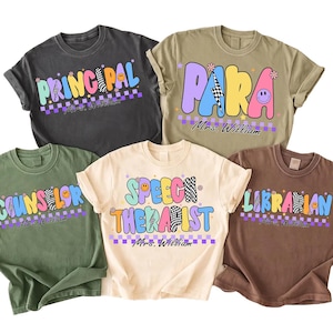 School Occupation PNG Bundle, Preppy Back To School Teacher Sped Para Counselor Shirt Design, First Day Hand Drawn Colorful Digital File