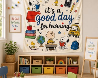 Dog Classroom Tapestry, It’s A Good Day For Learning Wall Hanging, Cute Puppy Teacher Decor, Back To School Classroom Banner