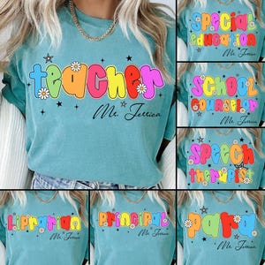 Custom School Occupation PNG Bundle, Preppy Back To School Teacher Sped Para Counselor png, First Day Hand Drawn Colorful Digital File