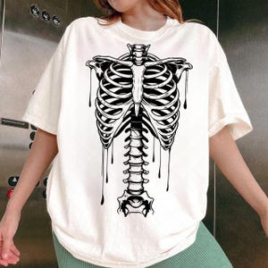 Skeleton Rib Vintage Png, Rib Cage Png, Retro Skeleton Gothic Design, 90s Dark Art Horror Png, Grunge Png, download digital