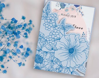 Convite de casamento floral misto em formato SVG | Modelo de bolso para convite floral para Cricut | Modelo para imprimir e recortar