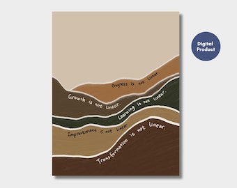 Progress is not Linear, Mental Health Wall Art, Classroom and Therapy Office Decor, School Counselling Art, Minimalist Wall Art