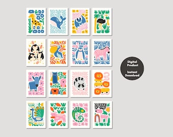Animal Wall Art Set | Kids Room, Nursery, Playroom Decor | Digital Download