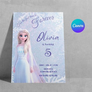Frozen Birthday Invitation Template, Elsa Party Invitation, Digital Birthday Party Invite for Girl, Instant Download