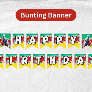 Superhero Happy Birthday Banner, Superhero Birthday Party Banner,  Boys Party Banner, Superhero Banner, Instant Download