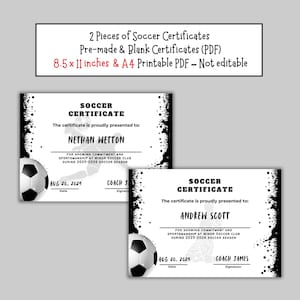 Soccer Certificate Bundle | Printable Sports Award Certificates | Commitment & Sportsmanship Recognition | Printable | Non-editable
