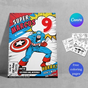Comic Book Superhero Birthday Invitation | Superhero Party Invite | Editable Boy Party Invitation | Instant Download