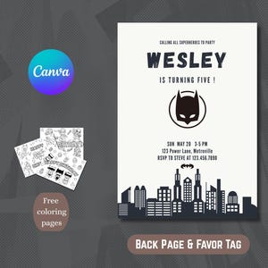 Superhero Birthday Invitation, Superhero Party Invite, Superhero Invitation Template, Editable Invitation, Instant Download