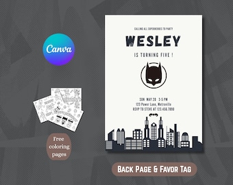 Superhero Birthday Invitation, Superhero Party Invite, Superhero Invitation Template, Editable Invitation, Instant Download