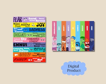 Inside Out Feelings Posters | Kids Feelings Chart | SEL Emotional Wall Art | Teacher & Classroom Printable | Therapy Office Decor