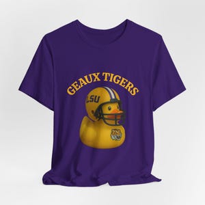 LSU Football Rubber Duck Unisex Tee, LSU GeauxTigers Game Day Shirt, Louisiana State University Fan Shirt, Football Fan Apparel, College
