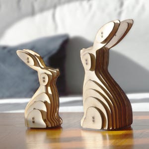 Bunny - laser cut files, 3mm 4mm 1/8inch | Spring laser cutting file, rabbit 3d lasercut tealight
