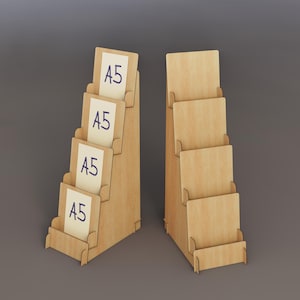 A4 Display Stand - Digital download laser cutting files: 4 tier market counter shelf for small business | Dxf Svg Ai Pdf, 3mm 4mm 1/8 inch image 8