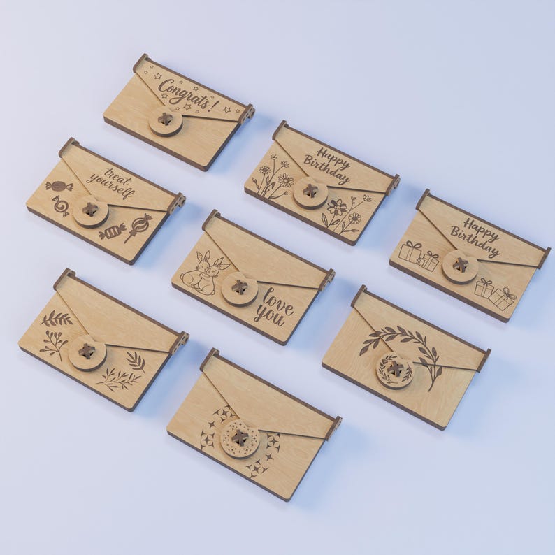 Engraved Gift Card Envelope Template Bundle — 8 Elegant Laser Cut ...