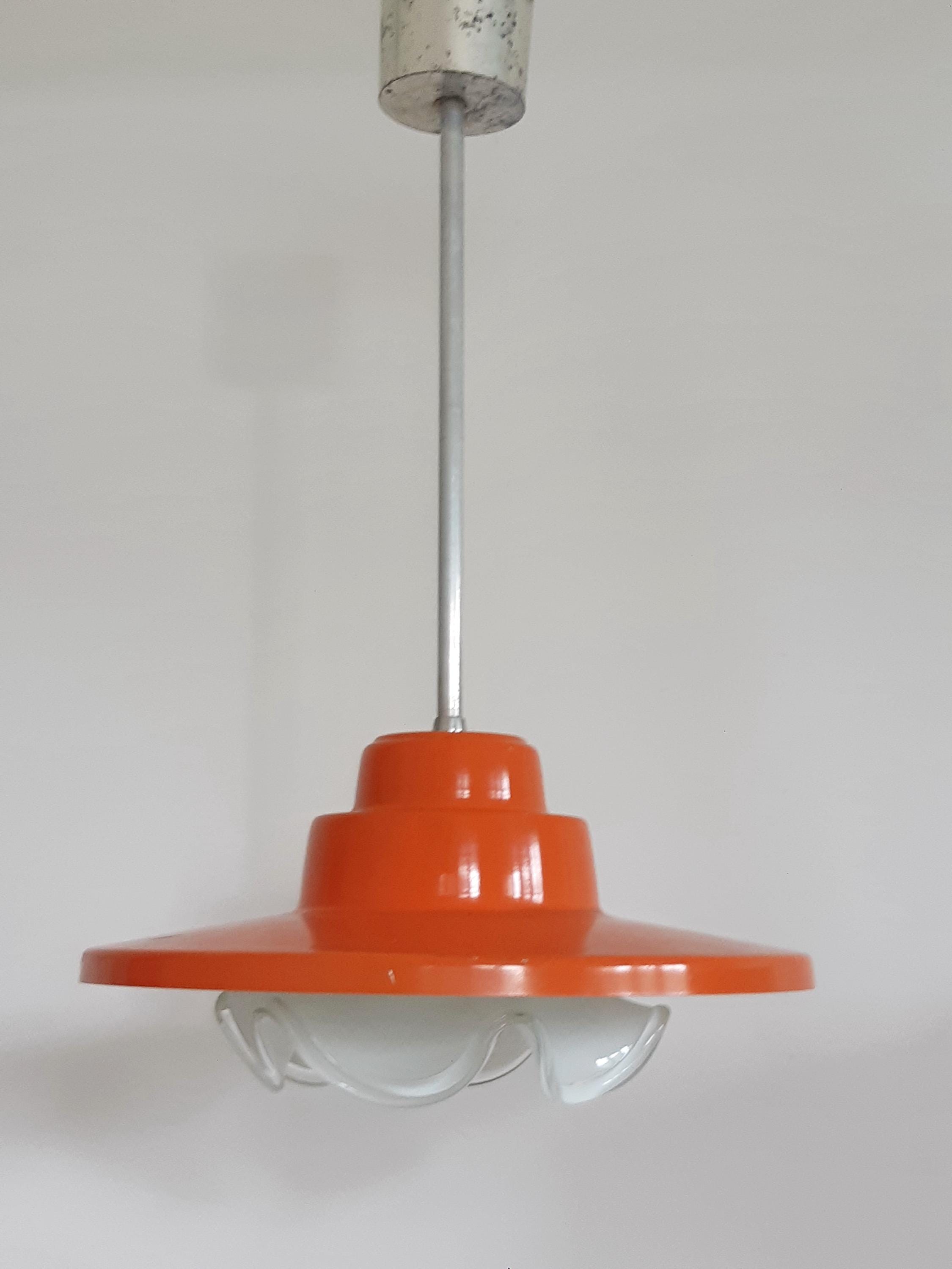 70s hanging lamp orange - Etsy 日本