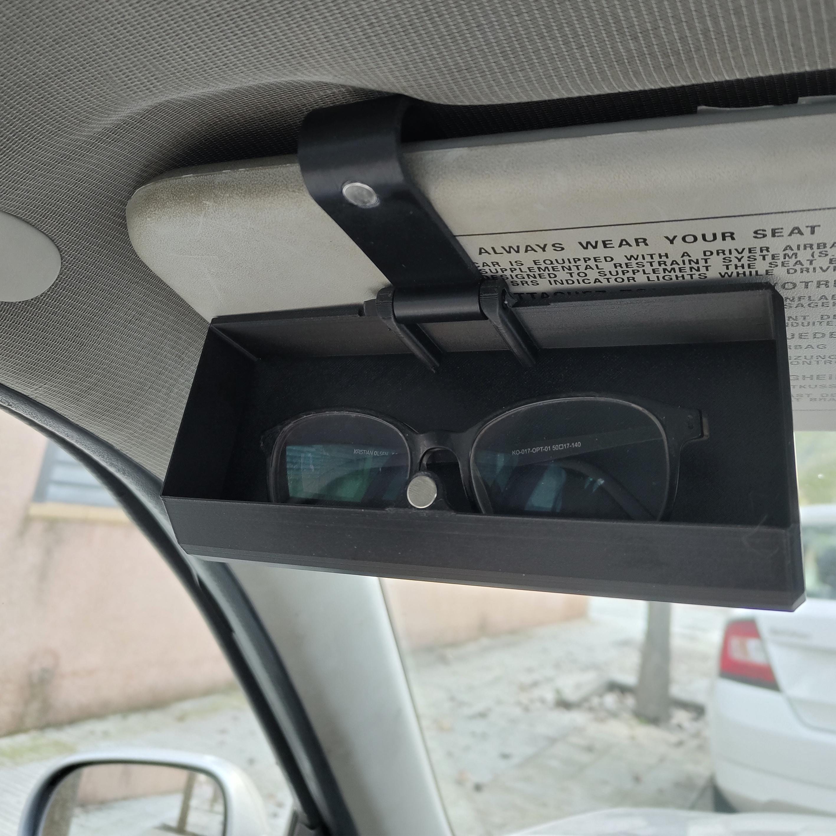 Organizer Per Occhiali Da Sole Auto In Pelle PU - Porta Oggetti Per Visiera Parasole Con Clip Per Biglietti E Carte, Nero