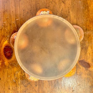 handmade Tambourine/small jingled frame drum/23cm (~9”)/Maple/Goat Skin/Large Copper Cymbals