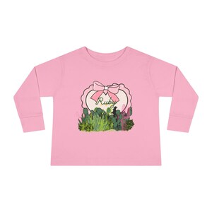 Whimsical Toddler Long Sleeve Tee with Personalized Name Design, Perfect for Birthdays, Playdates, Everyday Wear, Gift Idea, Kid&#39;s Fashion