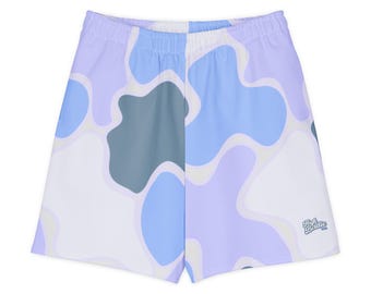 Let it All Work Out Purple and Blue Camo 444 Unisex algodón largo corto