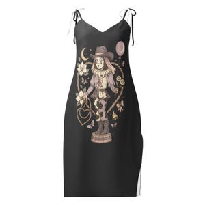 Halloween Clown Dress: Tie-Strap Midi Dress with Built-In Bra