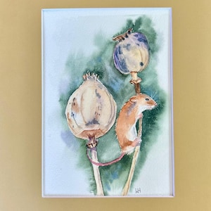 Small watercolor field mouse painting