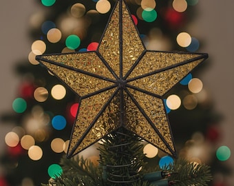 Estrella de cristal para árbol de Navidad, Adorno de estrella de cristal para árbol de Navidad, Adorno para árbol de Navidad, Estrella para adorno de árbol de Navidad, Adornos navideños de vitral