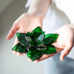 Sukkulente Glasmalerei, Glaslotus, Seerosen-Buntglas, Kunstpflanze, Kaktusglasdekor, Glasmalereiblume