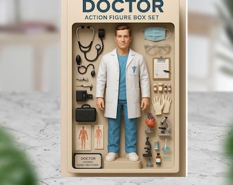 Figura de acción de médico personalizada, placa acrílica, regalo personalizado de graduación para estudiantes de medicina