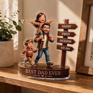 Personlig fars dag-present Anpassad foto akrylplakett Bästa pappa någonsin-skylt