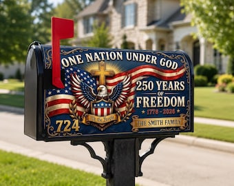 Personalized America 250 Years Of Freedom Mailbox Cover Custom Name Patriotic Decor