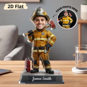 Personalized Firefighter Photo Standee Custom Hero Gift For Him Retirement Desktop Decor