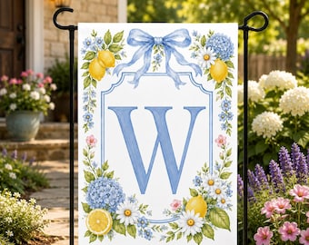 Gepersonaliseerde monogram tuinvlag aangepaste brief bloemen tuindecoratie