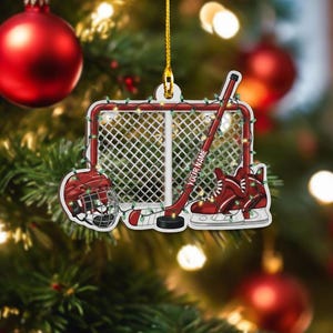 Personalized Hockey Ornament: Custom Name Team Keepsake