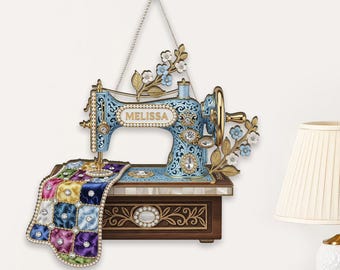 Personalized Sewing Machine Wooden Sign: Custom Quilting Room Decor