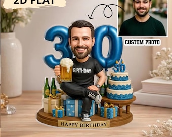 Spersonalizowana akrylowa tabliczka z kiwającą głową na 30. urodziny, prezent dla niego i miłośnika piwa