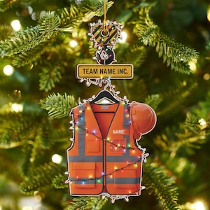Personalized Construction Ornament: Custom Safety Vest Christmas Decor