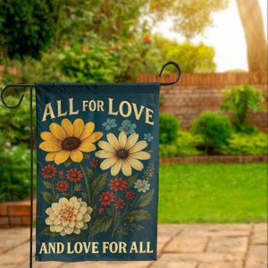&quot;Garten-Flagge &quot;&quot;Alles für die Liebe&quot;&quot;, Love for All Outdoor-Flagge, doppelseitige Blumendekoration für den Frühlingssommer, Vintage Botanical.&quot;