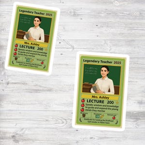 Personalisierter Lehrer Sammelkarten Aufkleber - Lustiges personalisiertes Back to School Geschenk für Erzieher 2025