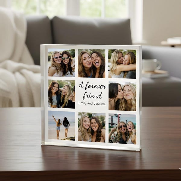 Personalized Friend Photo Collage, Acrylic Block Birthday Gift