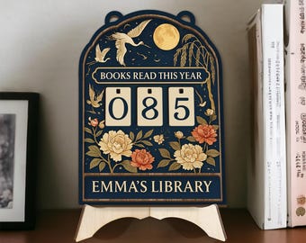 Enseigne personnalisée de suivi de livre en bois, compteur de livres lus cette année, cadeau personnalisé de suivi de lecture de bibliothèque pour les amateurs de lecture et les lecteurs