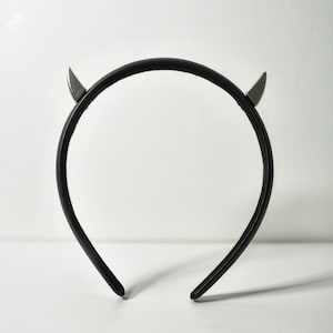 Schwarzes Lederstirnband mit Horn, Gothic-Teufel-Cosplay